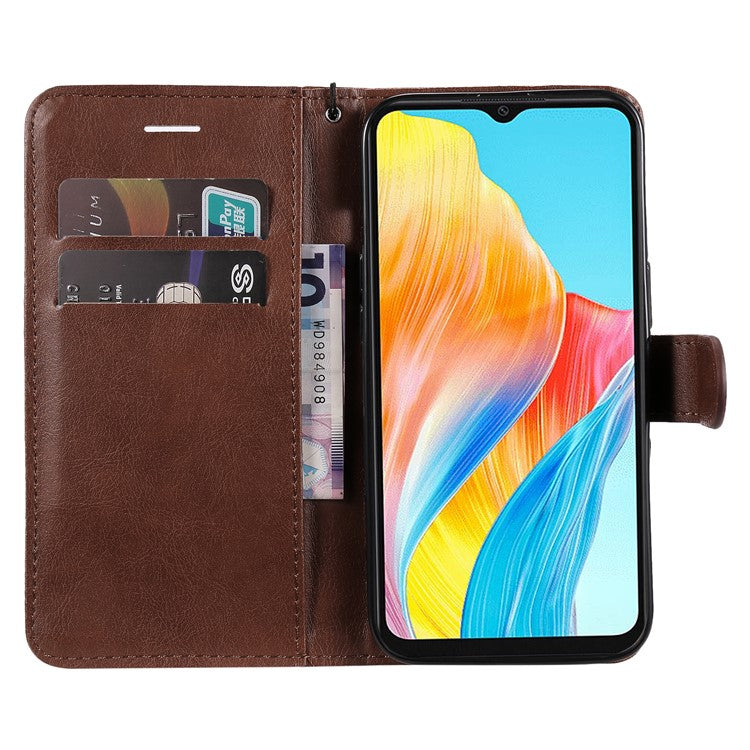 KT Leather Series-2 For Oppo A38 4G Case Wallet PU Leather Shell Solid Color Stand Cell Phone Cover - Brown
