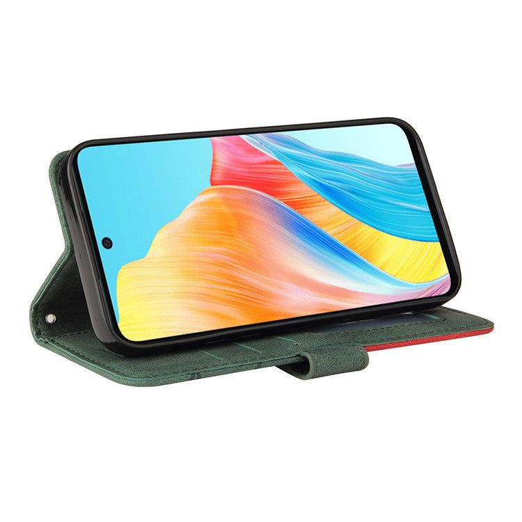 KT Leather Series-1 Phone Case for Oppo A58 4G Stand Anti-Scratch Cell Phone Protector Wallet - Green