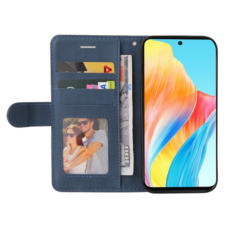 KT Leather Series-1 Phone Case for Oppo A58 4G Stand Anti-Scratch Cell Phone Protector Wallet - Blue