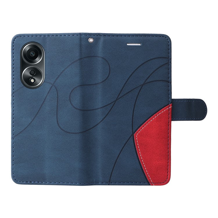 KT Leather Series-1 Phone Case for Oppo A58 4G Stand Anti-Scratch Cell Phone Protector Wallet - Blue
