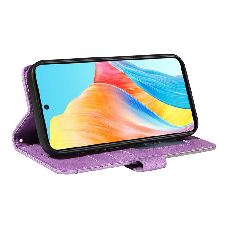 KT Leather Series-1 Phone Case for Oppo A58 4G Stand Anti-Scratch Cell Phone Protector Wallet - Light Purple