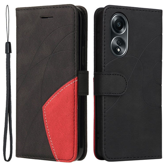 KT Leather Series-1 Phone Case for Oppo A58 4G Stand Anti-Scratch Cell Phone Protector Wallet - Black
