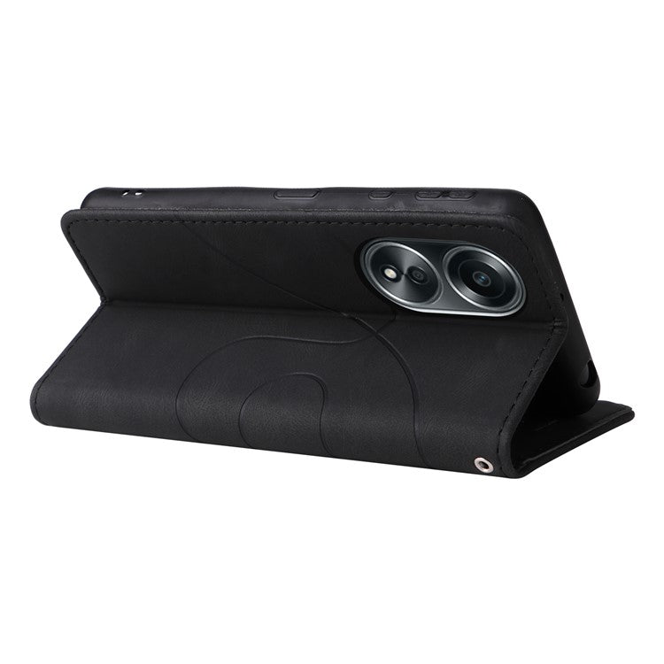 KT Leather Series-1 Phone Case for Oppo A58 4G Stand Anti-Scratch Cell Phone Protector Wallet - Black