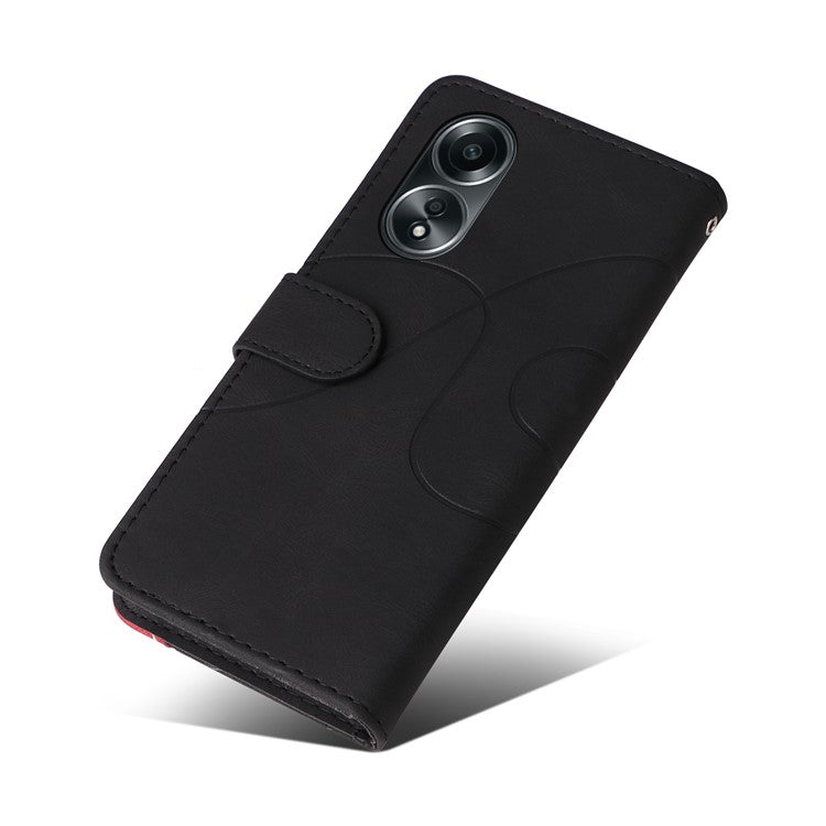KT Leather Series-1 Phone Case for Oppo A58 4G Stand Anti-Scratch Cell Phone Protector Wallet - Black