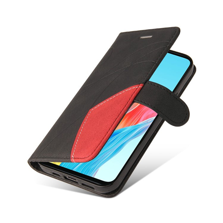 KT Leather Series-1 Phone Case for Oppo A58 4G Stand Anti-Scratch Cell Phone Protector Wallet - Black