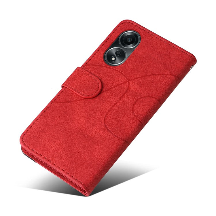 KT Leather Series-1 Phone Case for Oppo A58 4G Stand Anti-Scratch Cell Phone Protector Wallet - Red