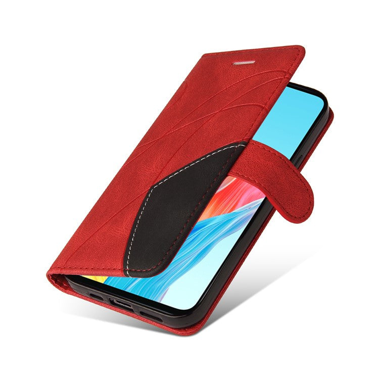 KT Leather Series-1 Phone Case for Oppo A58 4G Stand Anti-Scratch Cell Phone Protector Wallet - Red
