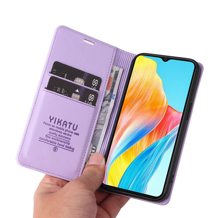 YIKATU YK-001 For Oppo A38 4G Case Full Protection PU Leather Wallet Phone Cover - Light Purple