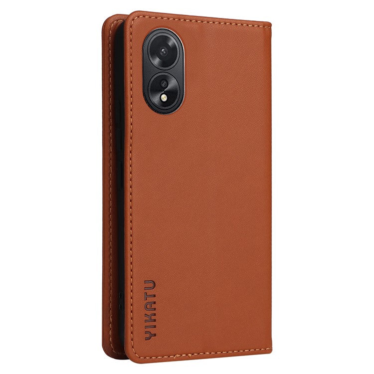 YIKATU YK-001 For Oppo A38 4G Case Full Protection PU Leather Wallet Phone Cover - Brown
