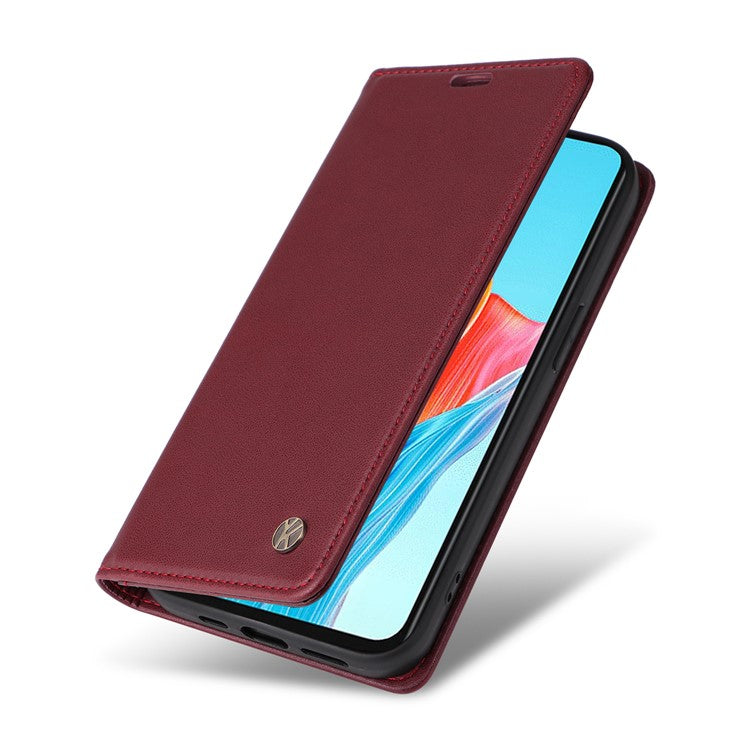 YIKATU YK-001 For Oppo A38 4G Case Full Protection PU Leather Wallet Phone Cover - Wine Red