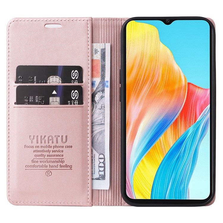 YIKATU YK-001 For Oppo A38 4G Case Full Protection PU Leather Wallet Phone Cover - Rose Gold