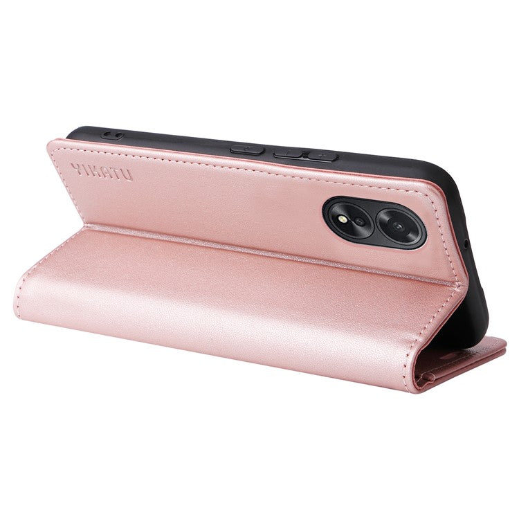YIKATU YK-001 For Oppo A38 4G Case Full Protection PU Leather Wallet Phone Cover - Rose Gold