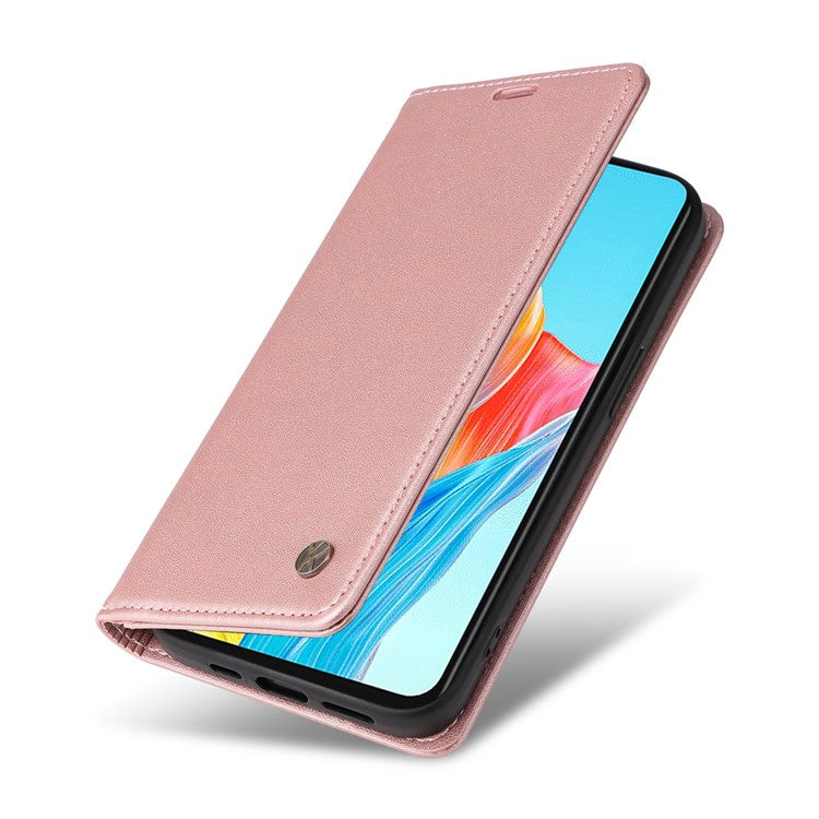 YIKATU YK-001 For Oppo A38 4G Case Full Protection PU Leather Wallet Phone Cover - Rose Gold