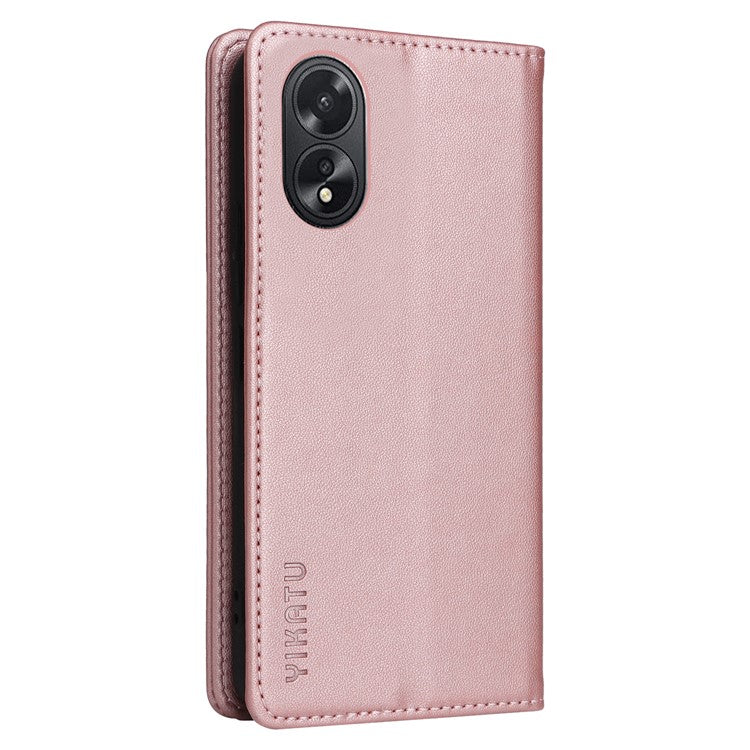 YIKATU YK-001 For Oppo A38 4G Case Full Protection PU Leather Wallet Phone Cover - Rose Gold