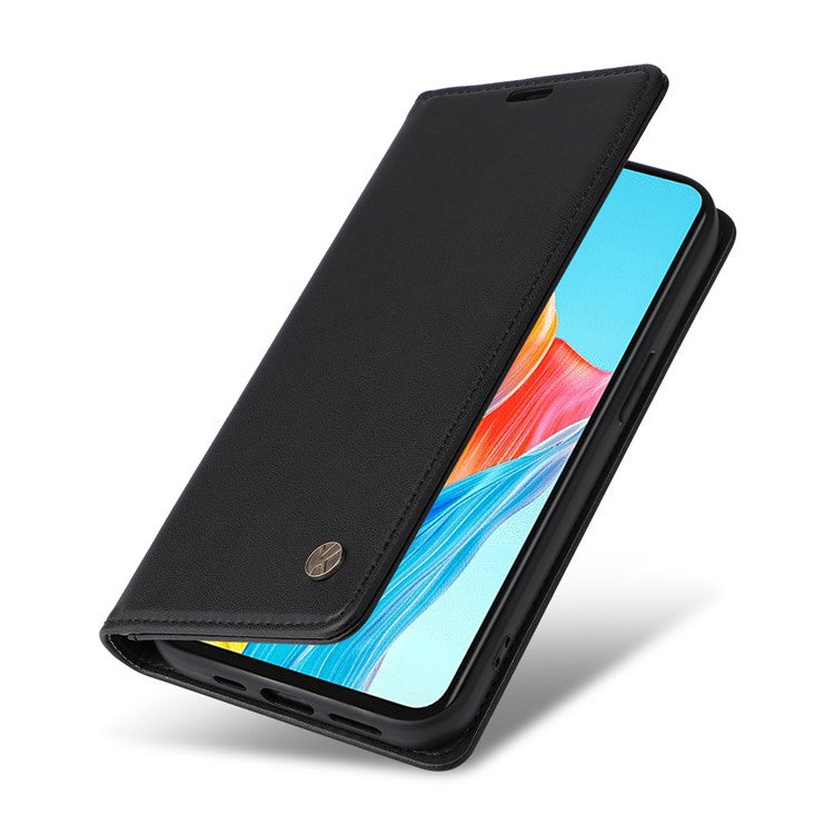 YIKATU YK-001 For Oppo A38 4G Case Full Protection PU Leather Wallet Phone Cover - Black