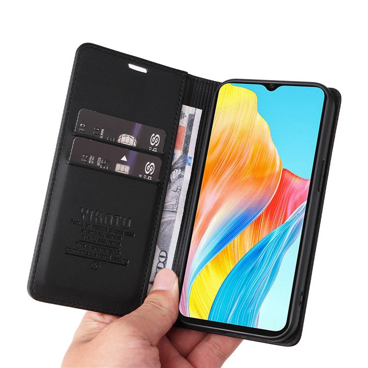 YIKATU YK-001 For Oppo A38 4G Case Full Protection PU Leather Wallet Phone Cover - Black