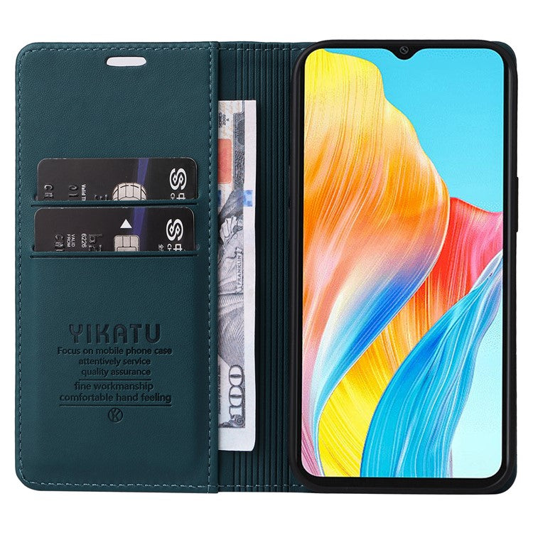 YIKATU YK-001 For Oppo A38 4G Case Full Protection PU Leather Wallet Phone Cover - Green