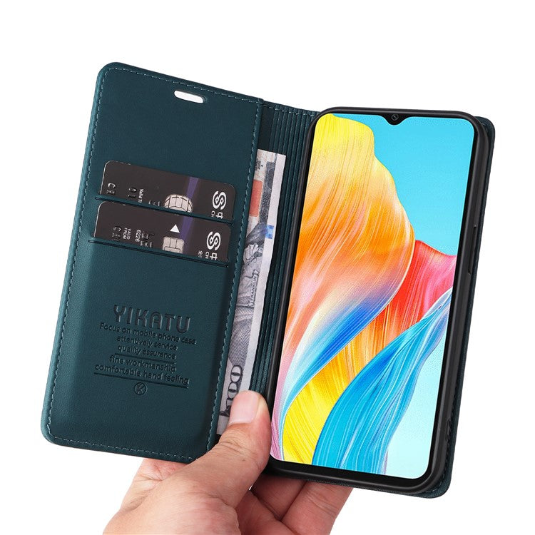 YIKATU YK-001 For Oppo A38 4G Case Full Protection PU Leather Wallet Phone Cover - Green