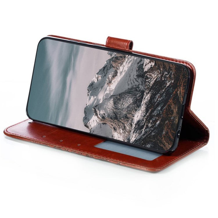 Phone Case for Samsung Galaxy A34 5G Stand Anti-drop Cover Imprinted PU Leather Wallet - Brown