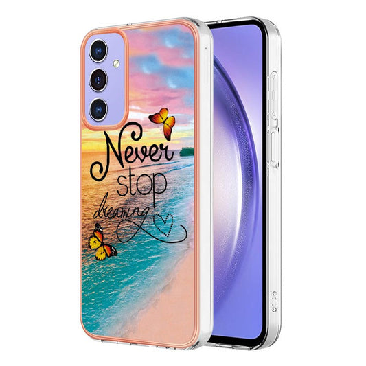 YB IMD Series-1 For Samsung Galaxy A15 5G Case Pattern Plating Frame Design Phone Cover - Never Stop Dreaming