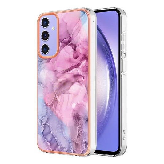YB IMD Series-16 Style-E For Samsung Galaxy A15 5G Case Plating Marble Pattern Phone Cover - Rose