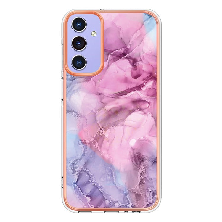 YB IMD Series-16 Style-E For Samsung Galaxy A15 5G Case Plating Marble Pattern Phone Cover - Rose