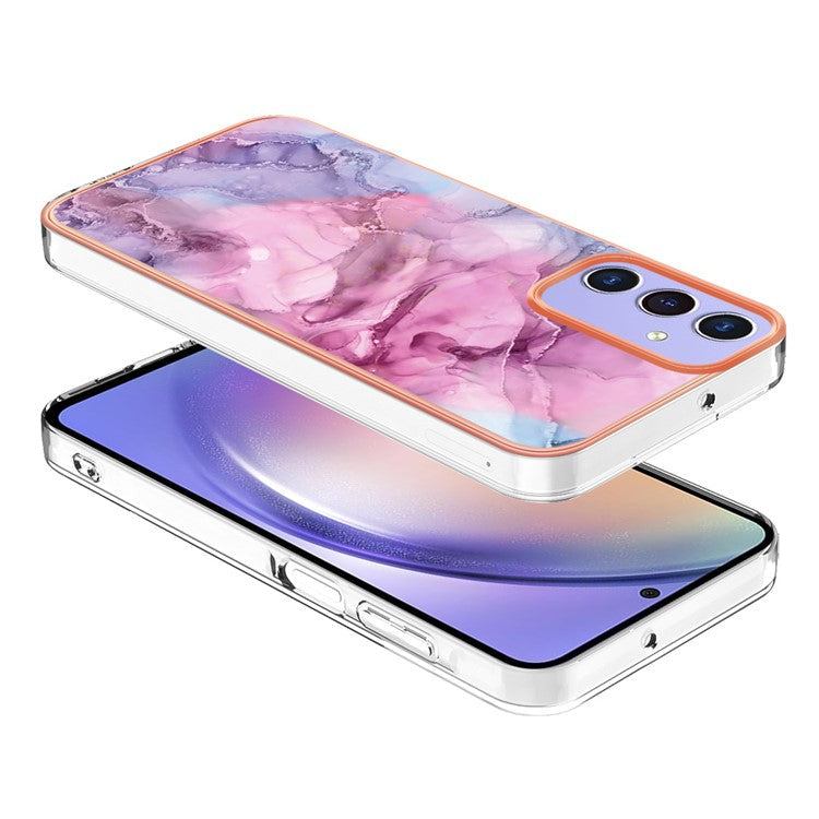 YB IMD Series-16 Style-E For Samsung Galaxy A15 5G Case Plating Marble Pattern Phone Cover - Rose