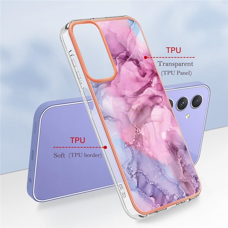 YB IMD Series-16 Style-E For Samsung Galaxy A15 5G Case Plating Marble Pattern Phone Cover - Rose