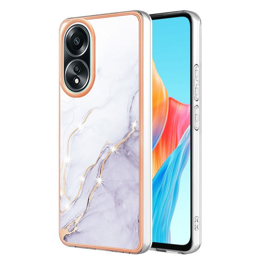 YB IMD Series-2 For Oppo A58 4G Case Electroplated Edge TPU Phone Cover - White 006
