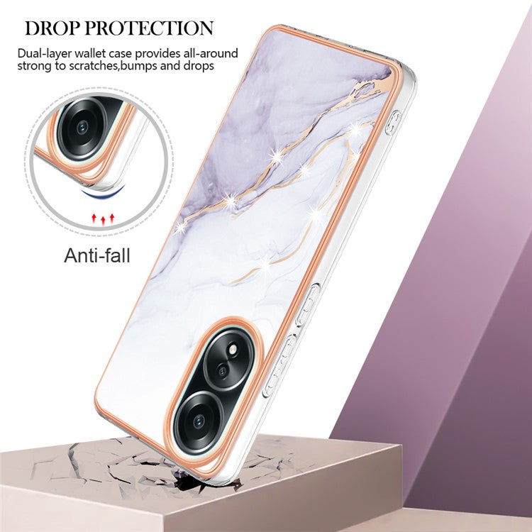 YB IMD Series-2 For Oppo A58 4G Case Electroplated Edge TPU Phone Cover - White 006