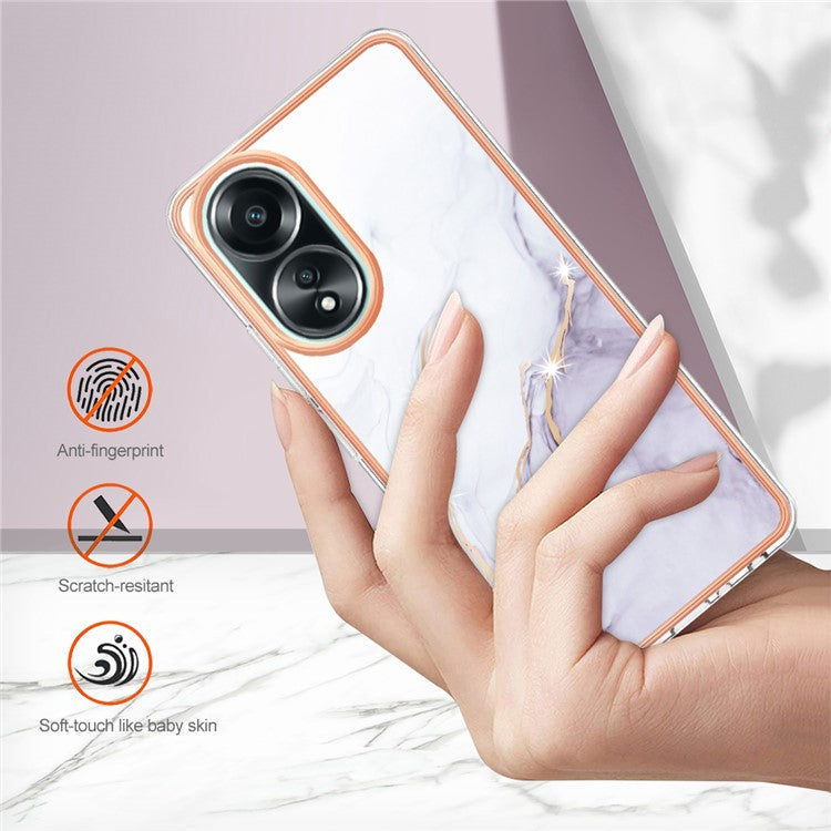YB IMD Series-2 For Oppo A58 4G Case Electroplated Edge TPU Phone Cover - White 006