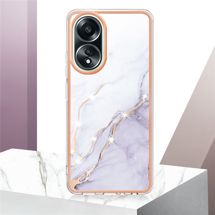 YB IMD Series-2 For Oppo A58 4G Case Electroplated Edge TPU Phone Cover - White 006
