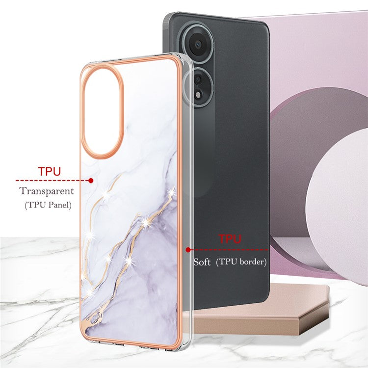 YB IMD Series-2 For Oppo A58 4G Case Electroplated Edge TPU Phone Cover - White 006