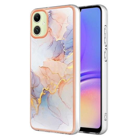 YB IMD Series-1 For Samsung Galaxy A05 4G Case Pattern Electroplated Design Protective Cover - Milky Way Marble White