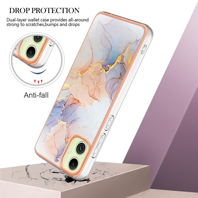 YB IMD Series-1 For Samsung Galaxy A05 4G Case Pattern Electroplated Design Protective Cover - Milky Way Marble White