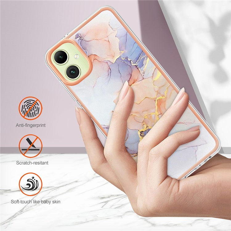 YB IMD Series-1 For Samsung Galaxy A05 4G Case Pattern Electroplated Design Protective Cover - Milky Way Marble White