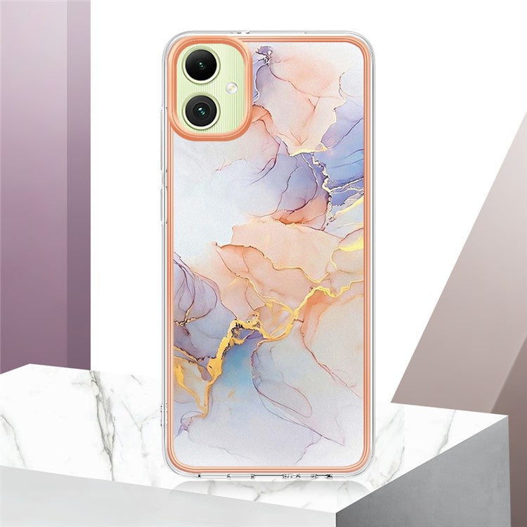 YB IMD Series-1 For Samsung Galaxy A05 4G Case Pattern Electroplated Design Protective Cover - Milky Way Marble White