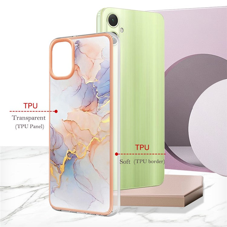 YB IMD Series-1 For Samsung Galaxy A05 4G Case Pattern Electroplated Design Protective Cover - Milky Way Marble White