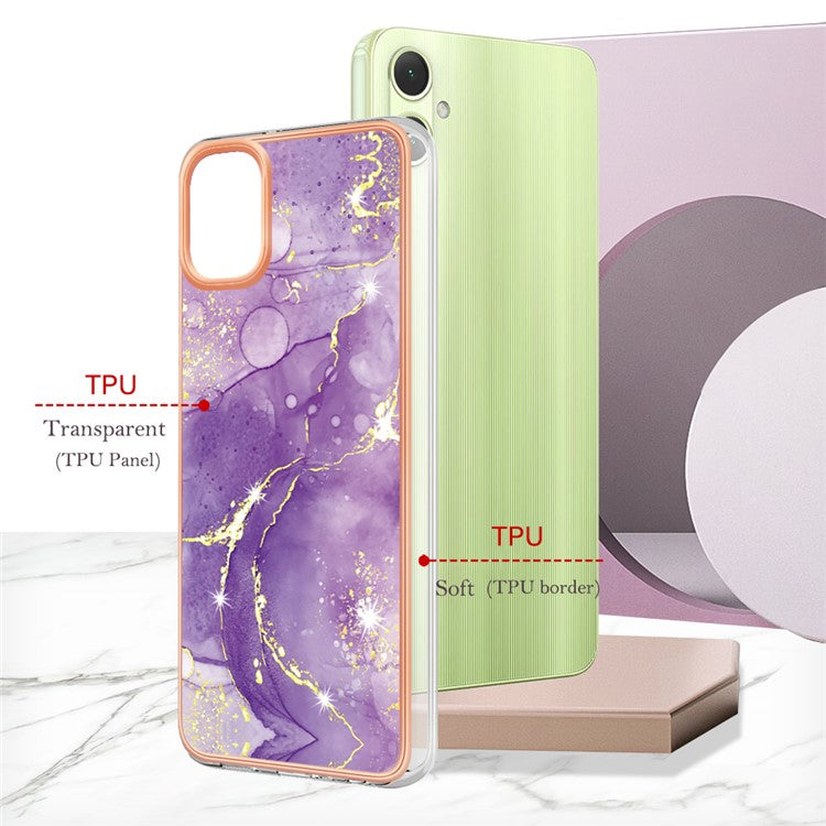 YB IMD Series-2 For Samsung Galaxy A05 4G Case Marble Pattern Protective Phone Cover - Purple 002