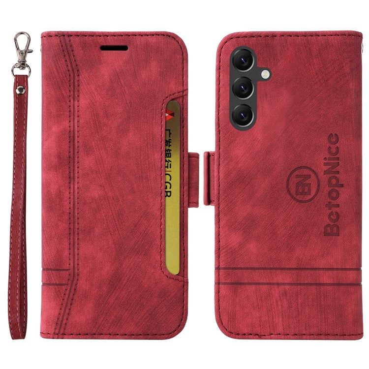BETOPNICE 001 Stand PU Leather Phone Shell for Samsung Galaxy A15 5G Case Folding Wallet Phone Cover - Red