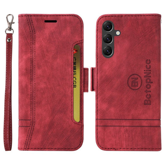 BETOPNICE 001 Stand PU Leather Phone Shell for Samsung Galaxy A15 5G Case Folding Wallet Phone Cover - Red