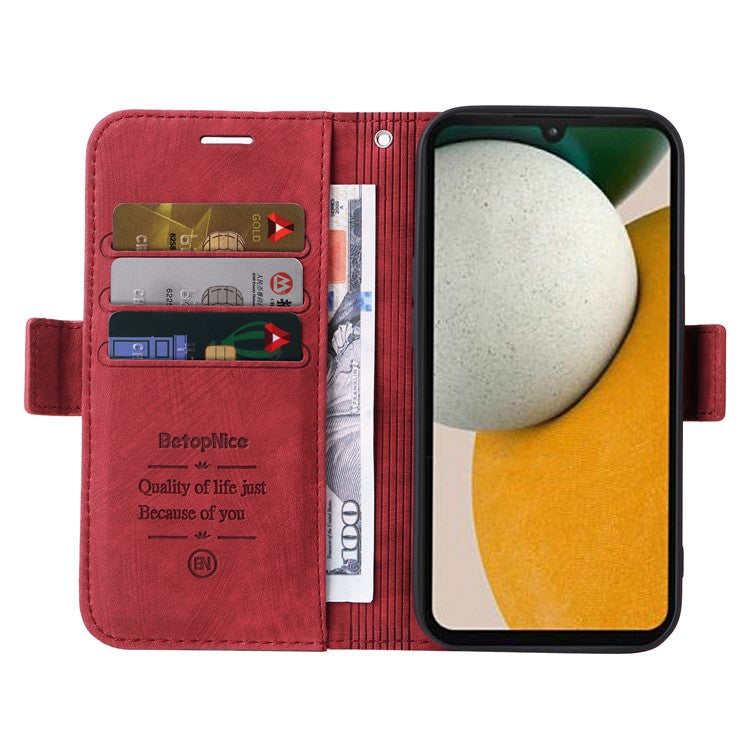 BETOPNICE 001 Stand PU Leather Phone Shell for Samsung Galaxy A15 5G Case Folding Wallet Phone Cover - Red