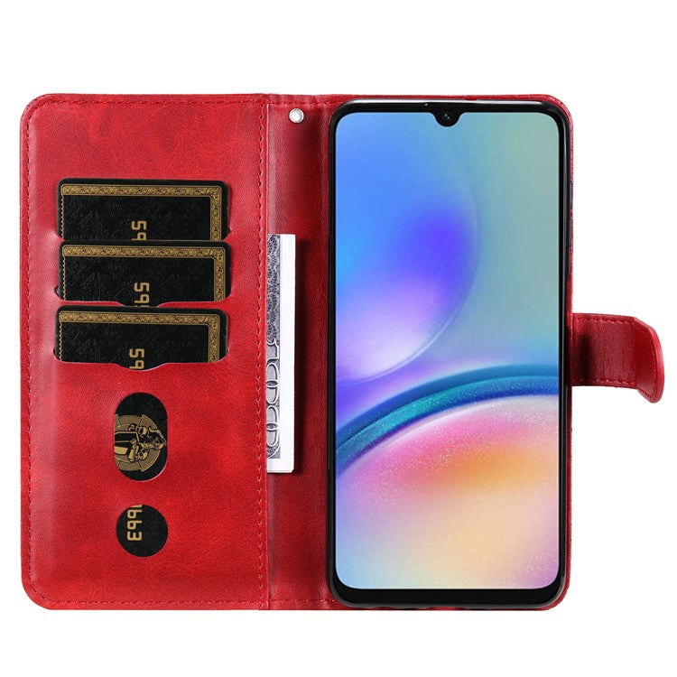 For Samsung Galaxy A05s 4G Case Leather Cellphone Cover with Zipper Pocket Wallet - Red
