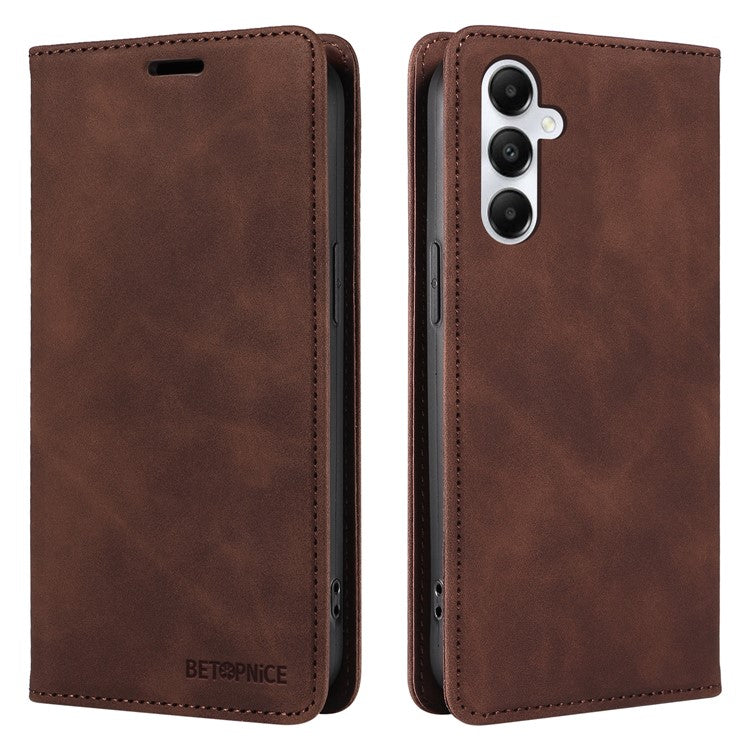 BETOPNICE 003 For Samsung Galaxy A05s 4G Cover Flip Stand Wallet Leather Phone Case - Brown