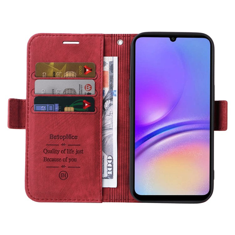 BETOPNICE 001 For Samsung Galaxy A05 4G Case Folding Stand Leather Wallet Phone Cover - Red