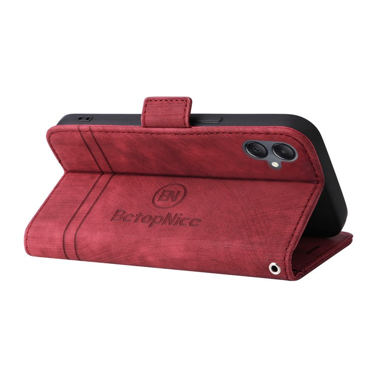 BETOPNICE 001 For Samsung Galaxy A05 4G Case Folding Stand Leather Wallet Phone Cover - Red