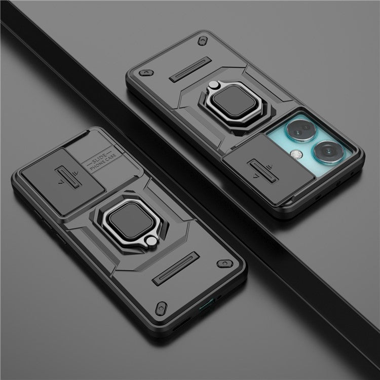 For OnePlus Nord CE3 5G Case Kickstand Phone Cover with Slide Lens Protector - Black