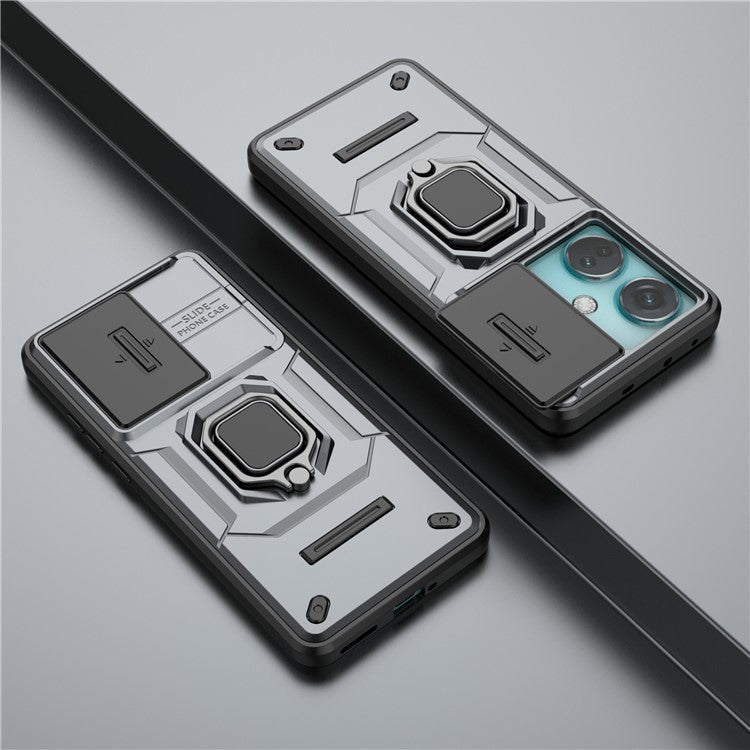 For OnePlus Nord CE3 5G Case Kickstand Phone Cover with Slide Lens Protector - Grey