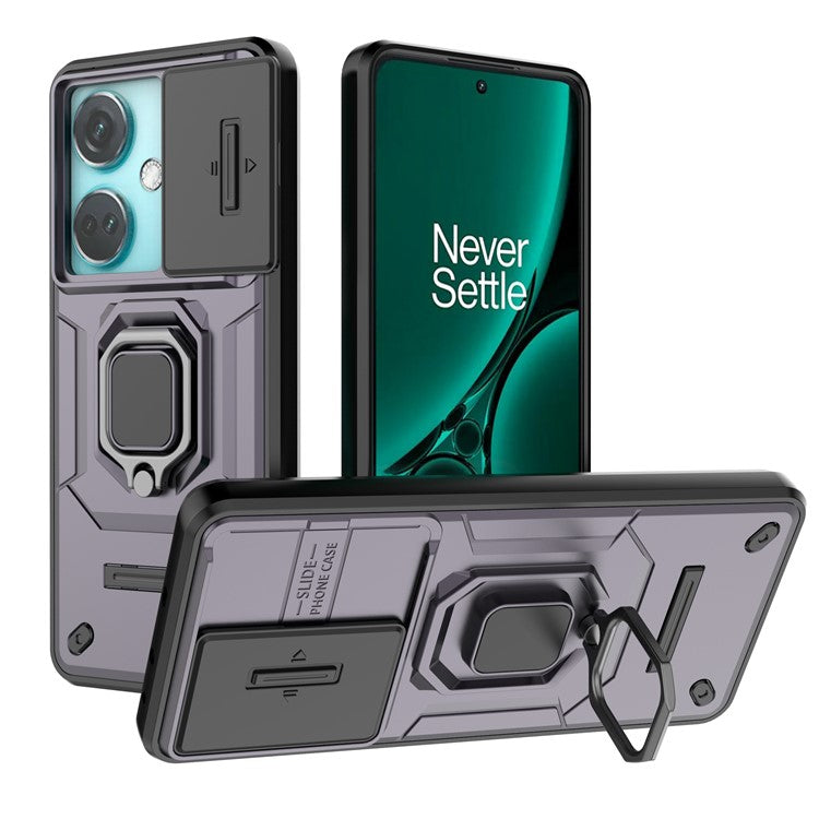 For OnePlus Nord CE3 5G Case Kickstand Phone Cover with Slide Lens Protector - Purple