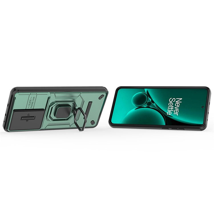 For OnePlus Nord CE3 5G Case Kickstand Phone Cover with Slide Lens Protector - Green